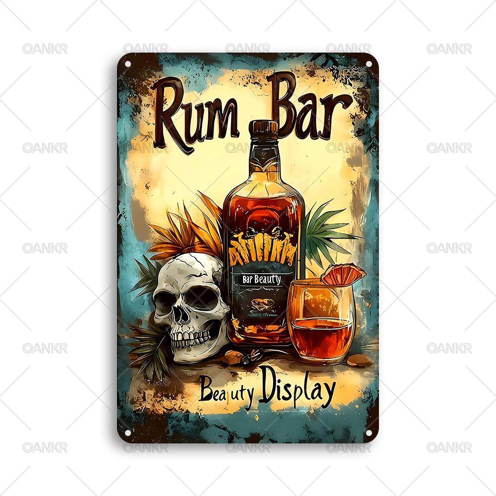 

Vintage Pub Bar Club Decor Poster Metal Tin Sign Rum Bar Metal Signs for Backyard Restaurant Home Wall Decor Plaque Accessories 20x30cm（7.8x11.8inch）