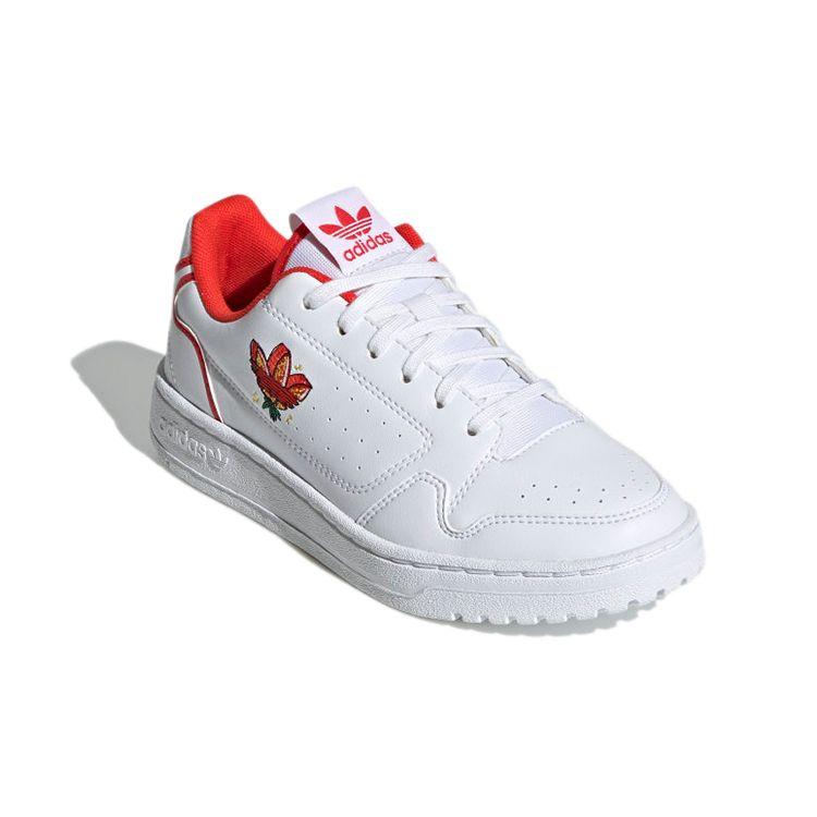 Adidas Originals Ny 90 J Leather Durable Low-Top Skate Shoes Kids Sneaker White Red FY2592
