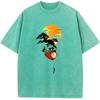 Time Sunset Mountain Men Women Washed T-Shirt Cotton Funny Loose Bleached Tshirt Retro Bleach T shirt Tops Tee
