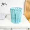 Organizador de Canetas Transparente com Suporte de Rattan Sintético, Organizador de Mesa Redondo Vazado, Copo de Grande Capacidade para Lápis Material de Escritório para Canetas Lápis Maquiagem