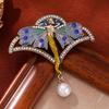 Elegant Rhinestones Pearls Butterfly Brooch Vintage Enamel Design Corsage Pin Women Chest Accessory Gift
