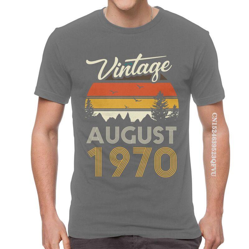 Vintage 1970 August T Shirt Mens Cotton Oversized Printing T Shirts Harajuku Tshirt 50th Birthday EMO Men Tees Tops