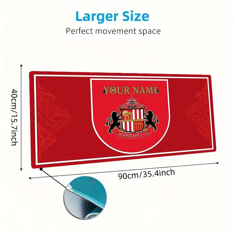 Sunderland Association Football Club Custom Name Large Size Mouse Pad Large Gaming Table Cushion Non-slip Laptop Tablet Big Mousepad XXL Mat Mini PC P