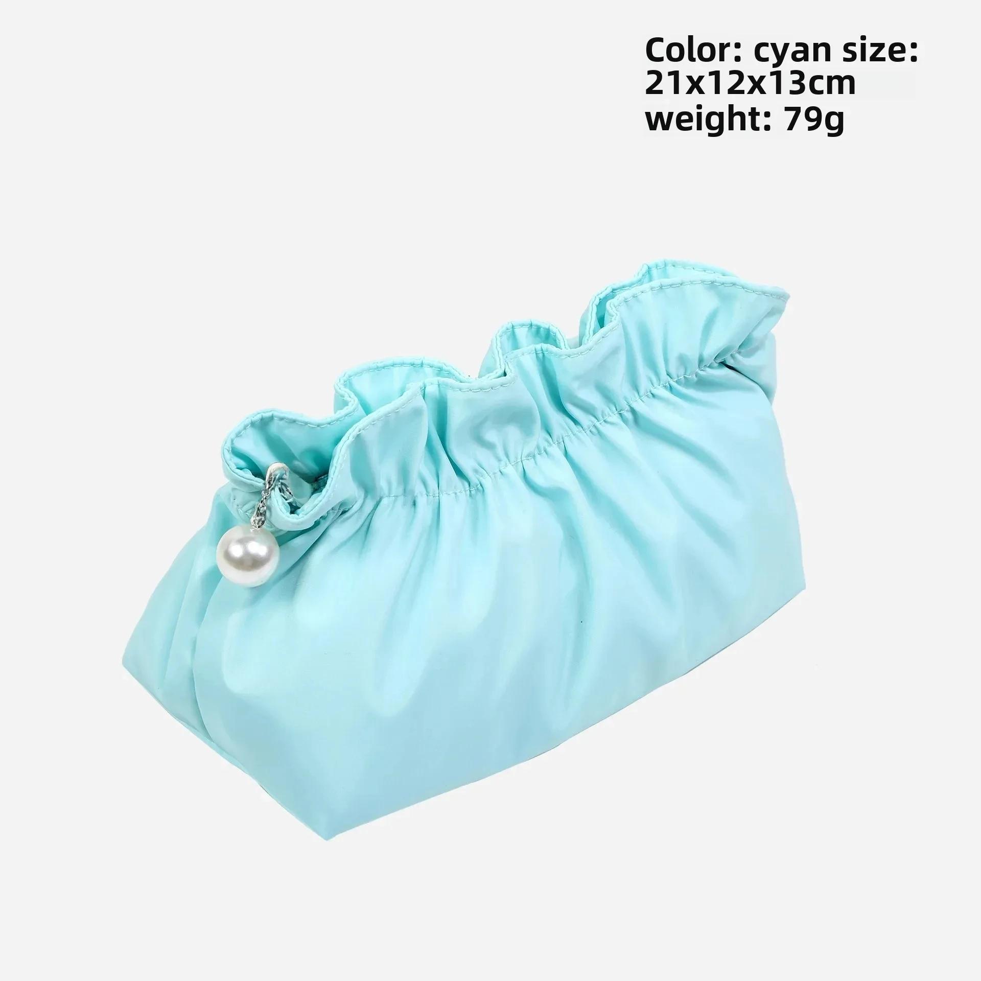 

Wash Bag Zipper Cloth Makeup Bag Pearl Fold Cosmetic Bag Large Capacity Clutch Bag Skincare Storage Bag Women чирковий
