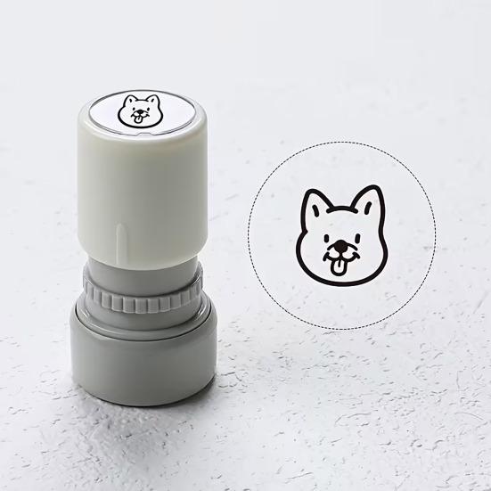 Cartoon Dog Self Inking Stamp Portable DIY Cards Envelopes Scrapbooking Pre-Inked Decorative Puppy Stamper Birthday