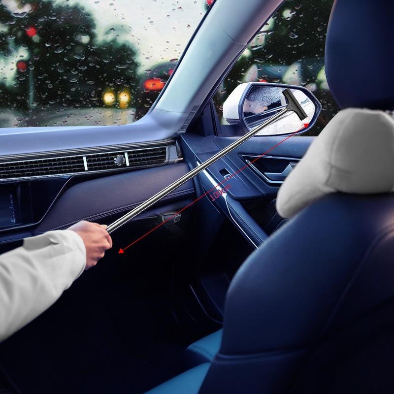 1pc Retractable Windshield Wipers, Car Rearview Mirror Wipers with Retractable Long Pole, Retractable Car Glass Scraper