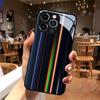 Colorful Vertical Bar Art Tempered Glass Black Phone Case For iPhone 17 Pro Max 11 12 13 14 15 16 Pro 17Air 7 Plus XS X XR Cover