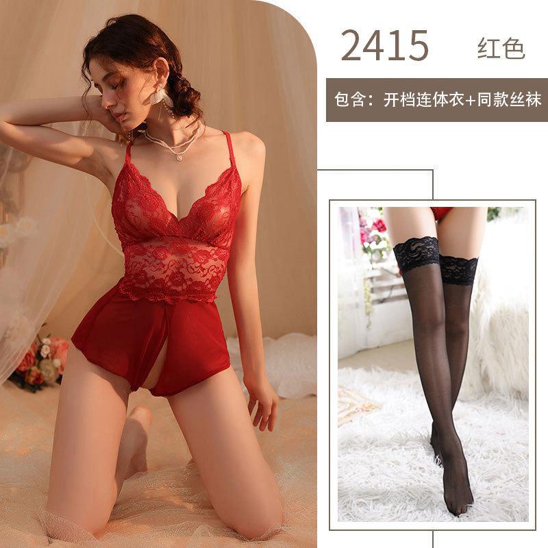 Sex Underwear One-piece Suspender Sexy Large Size Hot Lace Transparent Sex Uniform Suit Temptation