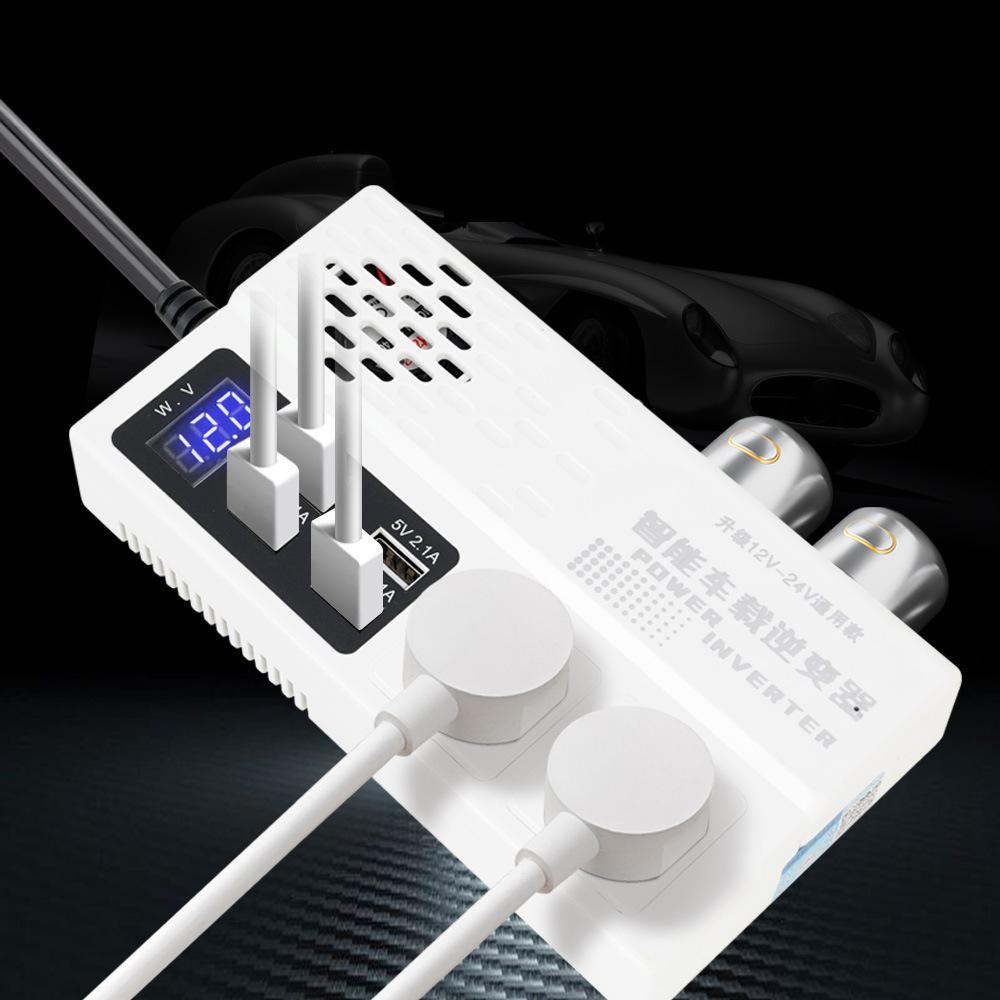 Falownik samochodowy o mocy szczytowej 500 W DC 12 V 24 V na AC 220 V 4 USB Modyfikowany przetwornik sinusoidalny z przełącznikiem ON/OFF Wyświetlacz cyfrowy
