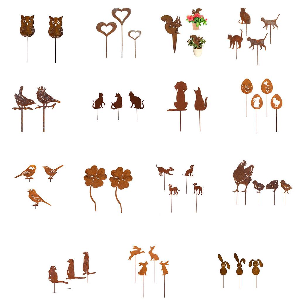 Metall Tier Hof Dekor Garten Kunst Verrostete Tiere für Außen Dekorationen Outdoor Dekorative Pfahl Rasen Zubehör