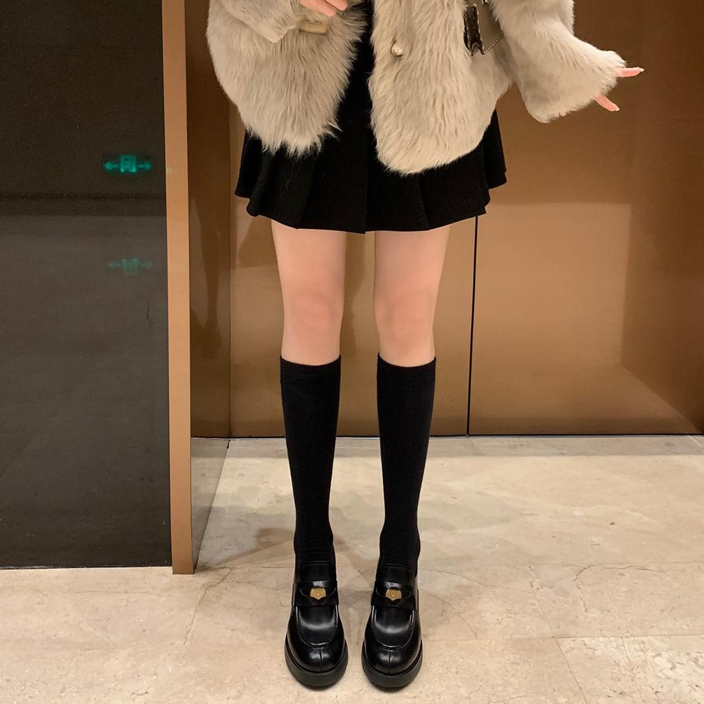 Sheepskin version grape mother same small leather shoes women's gold coins thick-soled thick heel British style leather soft-soled loafers