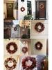 Handmade Christmas Wreath with Red Berries & Green Leaves on Steel Ring for Door Decoration