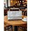 Vintage Dual-Tone PU Leather Crossbody Bag With Chain Strap Large Capacity Rhombus Quilted Tote Daily Commute