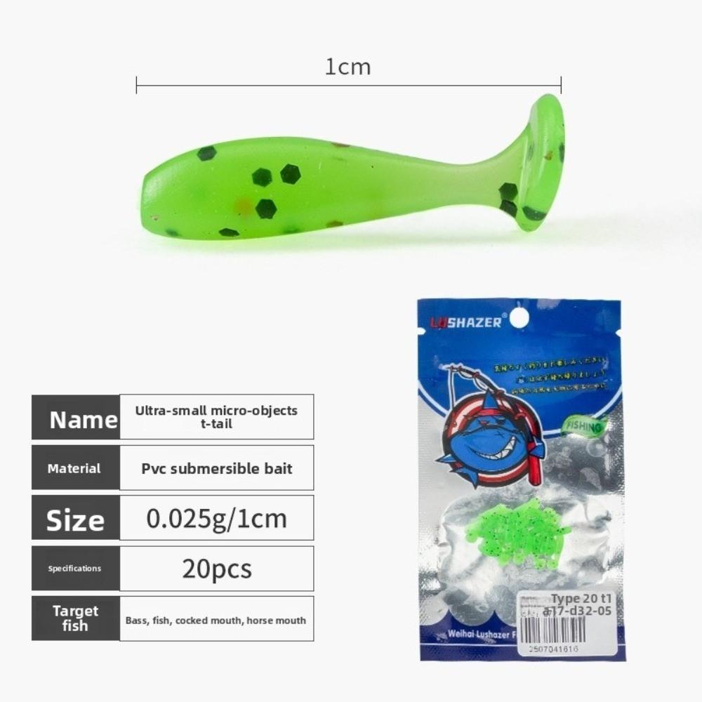 60pcs T Tail Fishing Soft Lures 1.0cm Floating Minnow Baits Minnow Lures  Fishing
