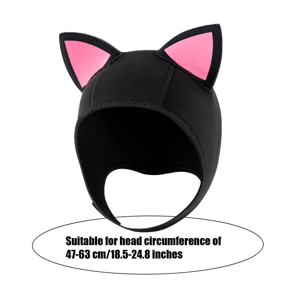 Neoprene Wetsuit Hood Adjustable Thermal Head Cover Cute Cat Ears Diving Hat For Snorkeling Surfing Sailing Kayaking Water
