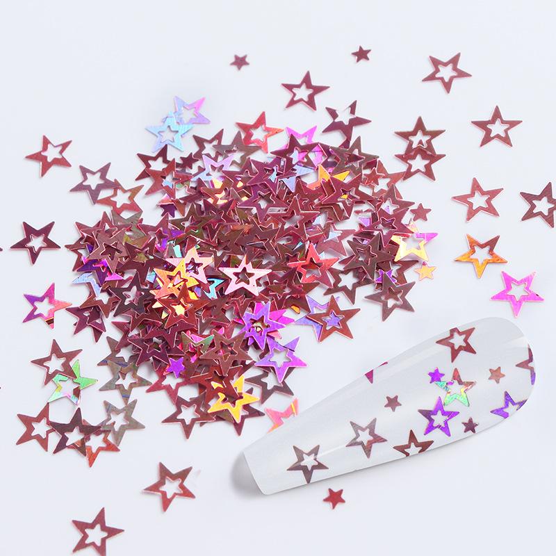 2 Gr/beutel laser höhlte out sterne glitter nagel dekoration zubehör sommer nail art hohl fünfeckigen sterne glitter DIY nail art produkte