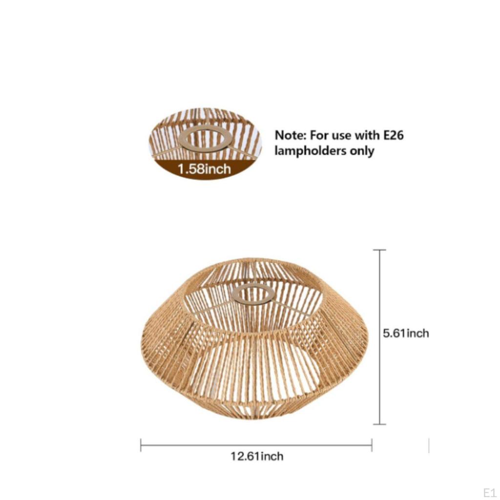 Woven Paper Rope Lampshade Rustic Design Rattan Style Lamp Shade Common Base Compatible Cage