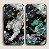 Stylish Tiger Dragon Marble Texture Printed Tempered Glass Phone Case for OPPO Realme 14 13 12 11 Pro+ GT Neo 3 2 X7 Pro Cover