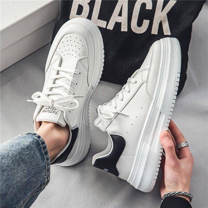 Little white shoes men's spring new breathable trend versatile pure white thick baseplate shoes student leisure sports men's shoes