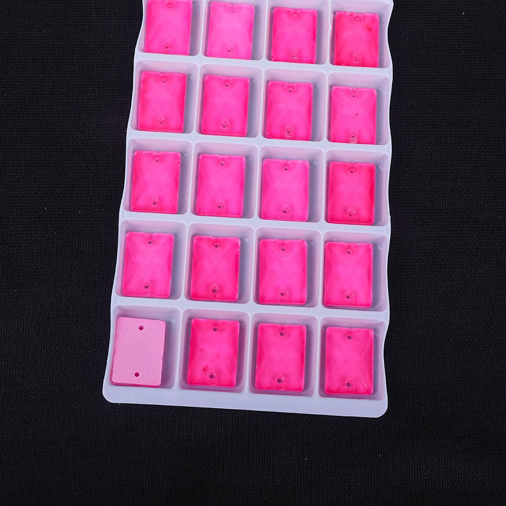Rectangle Fluorescent Glass Flat Buckle Hand Seam Drill, Double Hole Rhinestone Flat Bottom Drill Diy Accessories Material Package