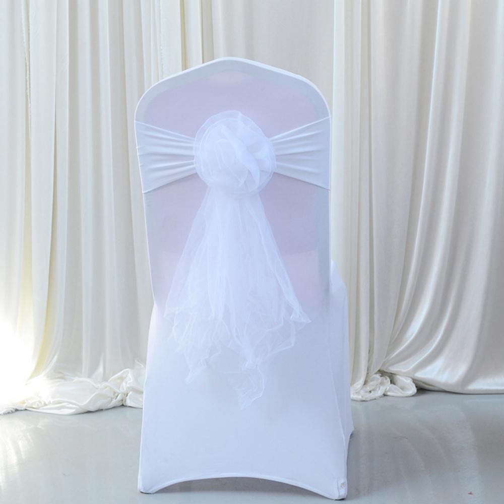 Organza Ribbon Decoration Polyster Flower Chair Back Strap Chair Sashes Romantic European Floral Sash For Chair Back Decor Event