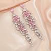 Floral Green Crystal Drop Earrings For Wedding And Party Wear