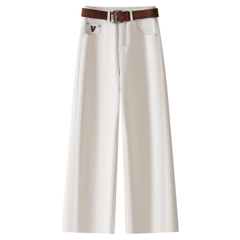 

Женские ретро джинсы с высокой талией и широкими штанинами желтого цвета - стиль Весна 2025 3XL белый