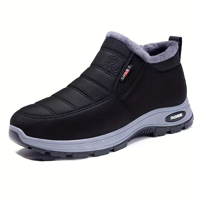 Women's super warm winter boots with anti slip thick soles, low heels, round toe section, solid color outdoor hiking
