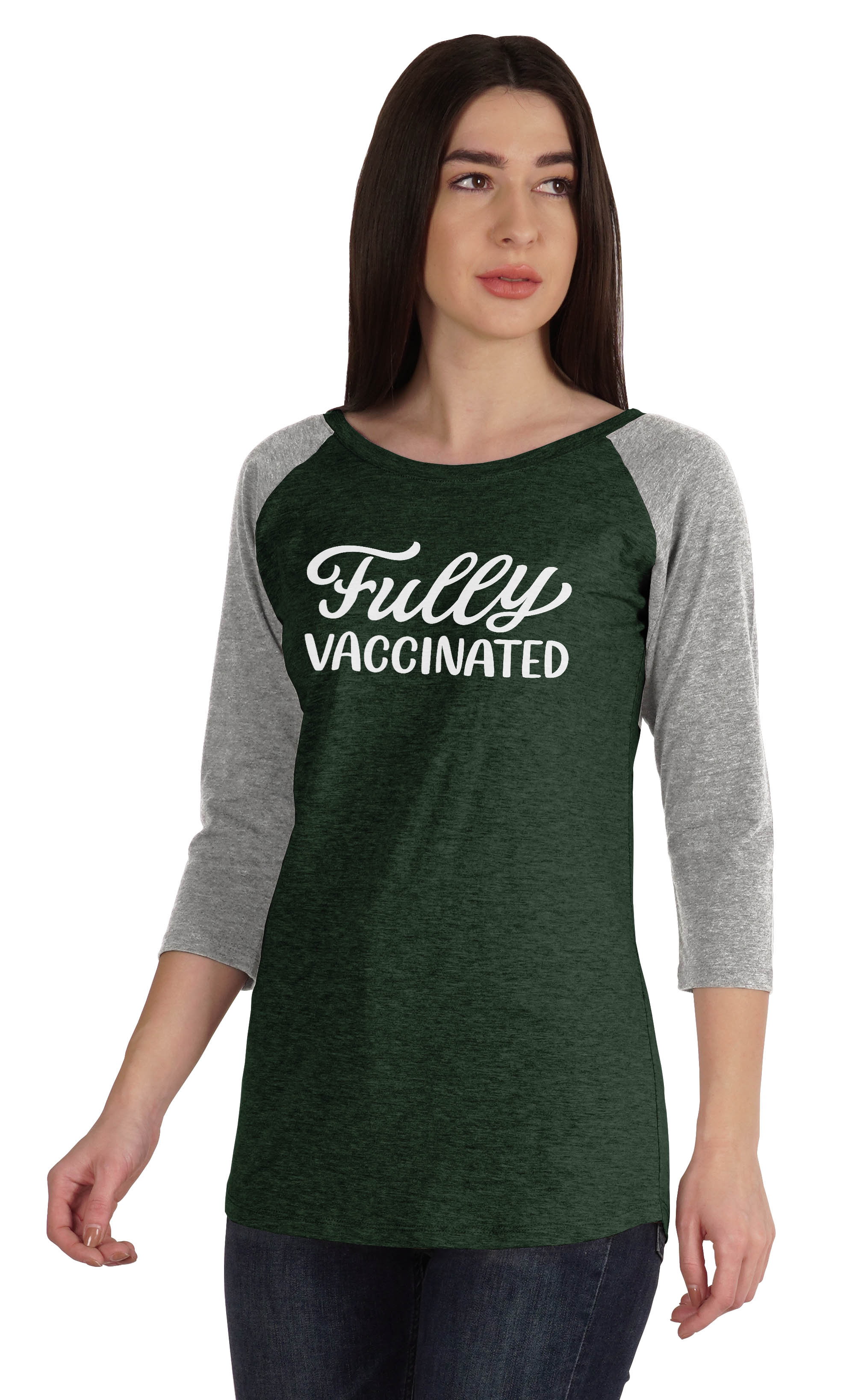 

Повністю вакцинована жіноча футболка із забавною провакциною «човник» із повністю вакцинованими Inkmeso XS темно-зелений колір