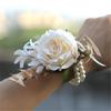 Elegant Bridal Wrist Flower Corsage Brooch With Artificial Golden Leaf Design Formal Occasion Wedding Ceremony Accessory