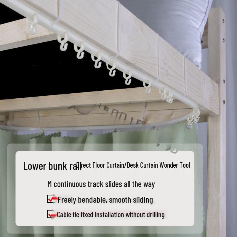 Double Rail Blackout Curtain for University Dorm Room Bunk Beds with Under-Desk Type
