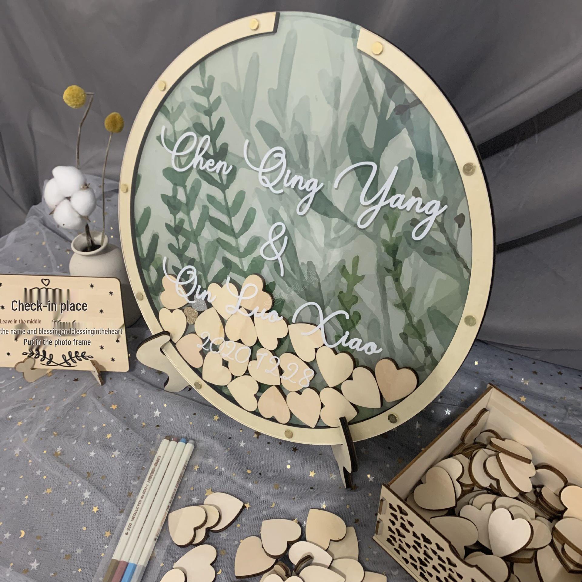 

Graduation & Celebration Signature Frame with Fingerprint Design for Weddings and Birthdays 25cm circle with 15 heart pieces (5cm each)