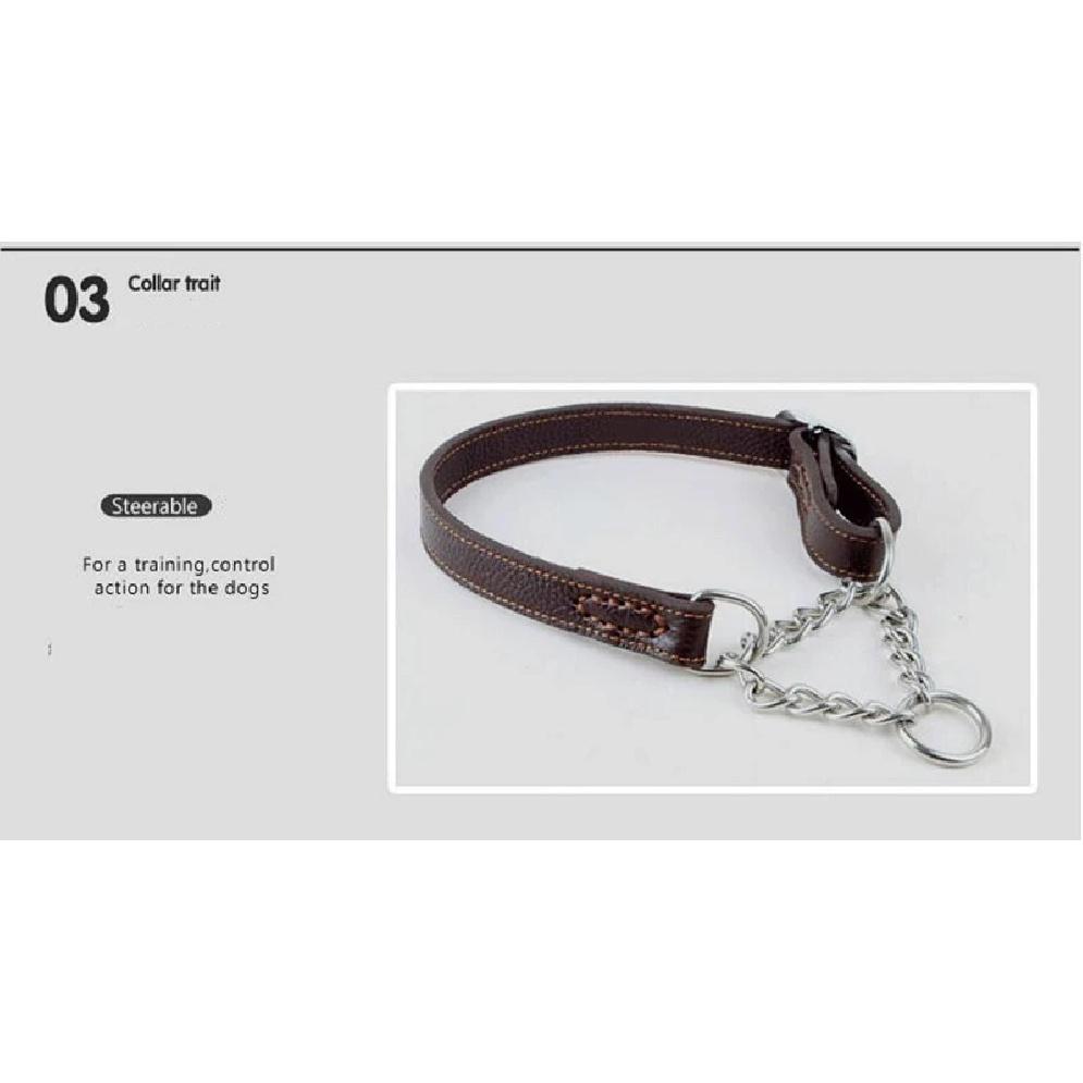 Pet Dog Genuine Leather Collar Cow Leather Dog Martinggale Collars For Medium Large Breeds Pitbull Mastiff Boxer Bully 2.0/2.5cm