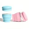 With Lid Mini Silicone Cup with Strap Folding Water Cup Durable Portable Pocket Cup  Outdoor Use