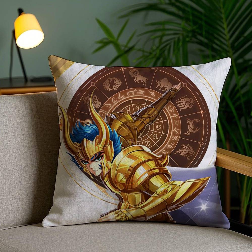 Animation 12 Gold S-Saint S-Seiya Pillow Case Home Dorm Chair Back Short Plush Double-sided Printing Office Cushion Cover