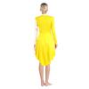Vestido de Dança Litúrgica Feminino Gola Alta Manga Longa Patchwork Cor Contrastante Bainha Curva Vestido de Adoração