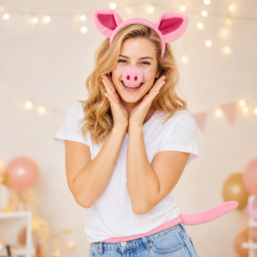 Costume Accessories Set Ears Headband Nose and Tail 3-Piece