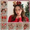 Elk Hair Hoop Christmas Headband Santa Plush Bow Red Hair Band  Festival Decoration