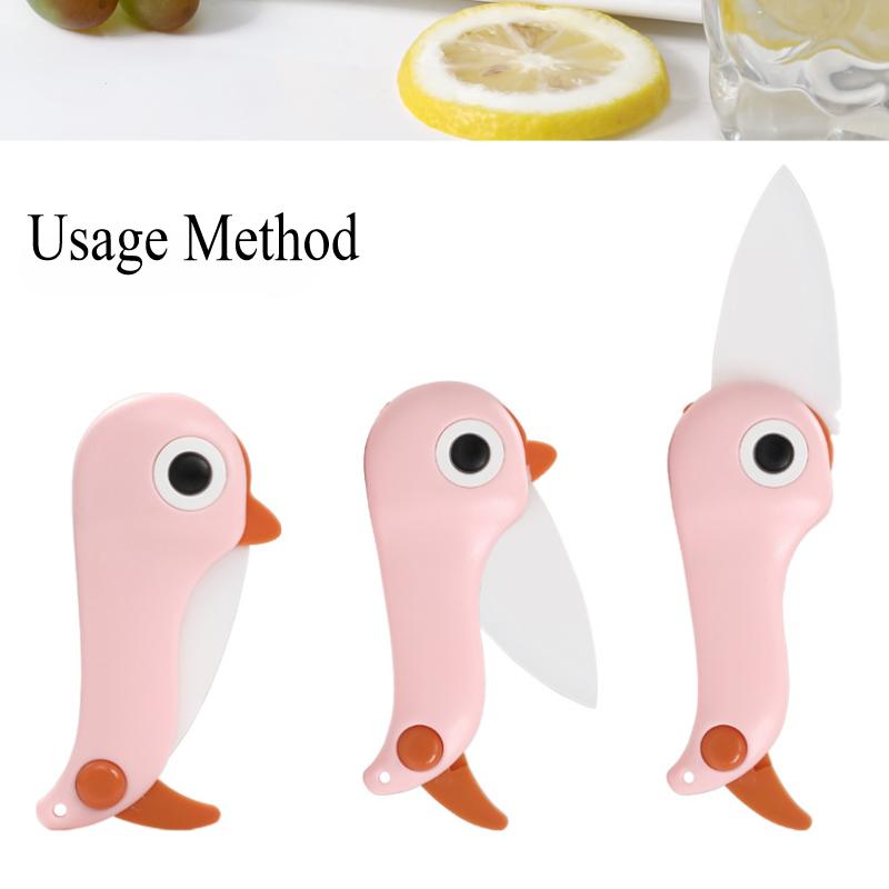 Penguin Creative Cartoon Ceramic Knife Folding Knife Fruit Knife Kitchen Knife Portable  Small Knife Peeling Knife