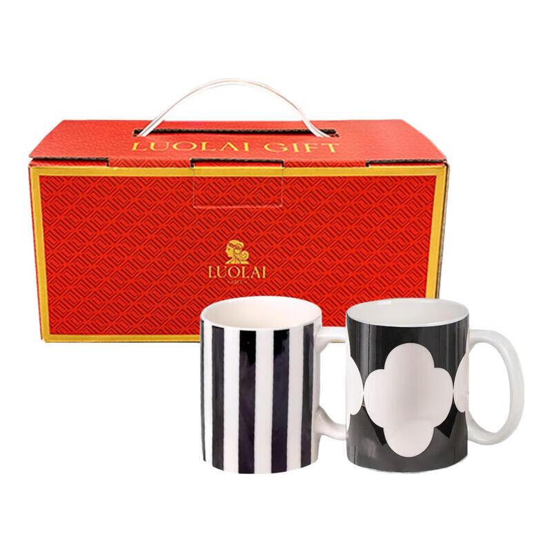 Luolai Classic Black and White Ceramic Couple Mugs