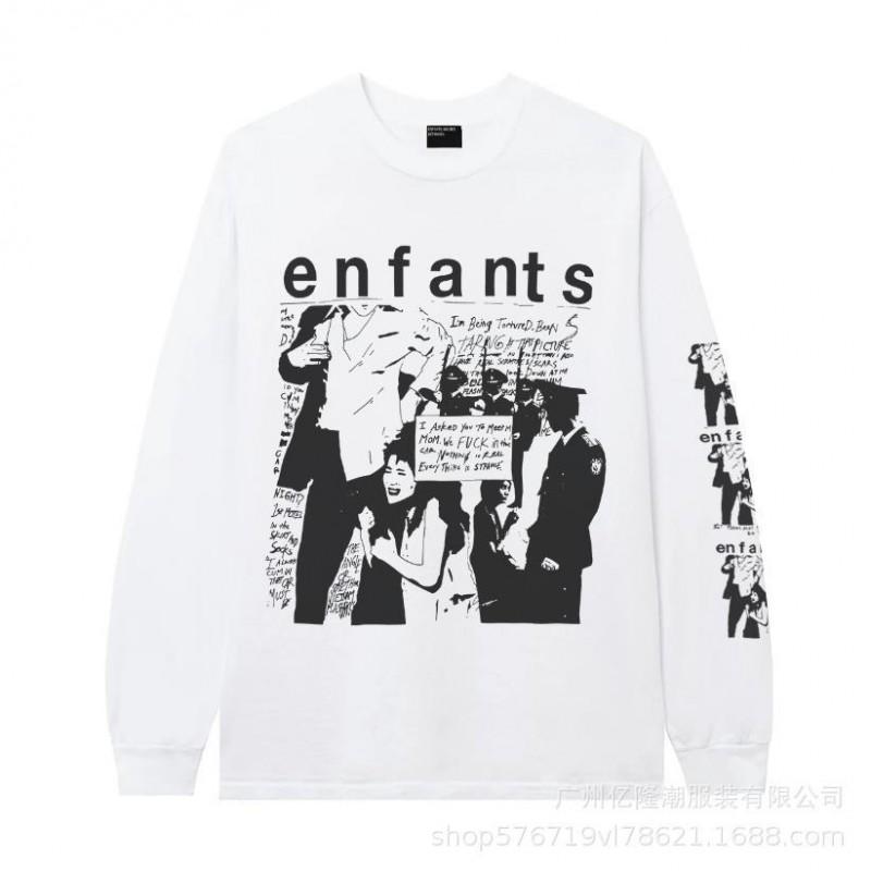Unisex Oversized Long Sleeve T-Shirt With Geometric Graffiti Print Casual Streetwear Top Teens Adults