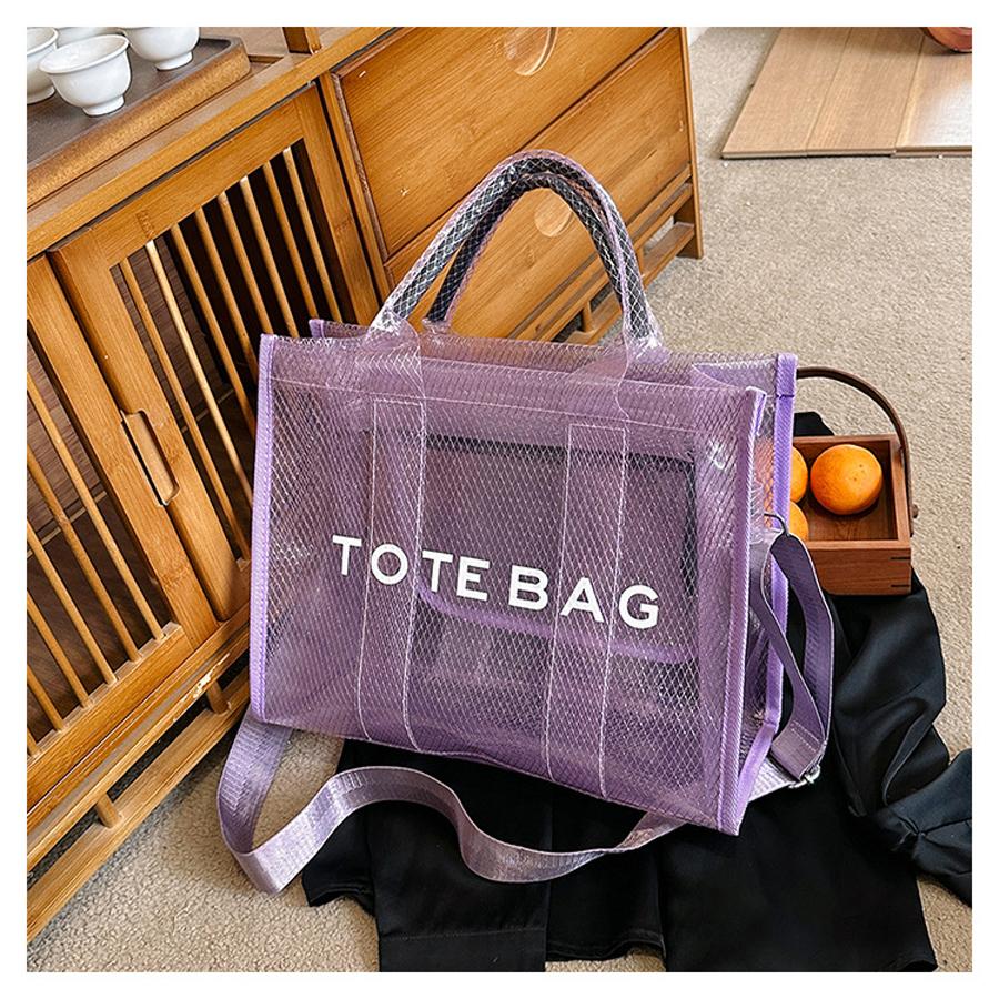 Fashion New High Capacity PVC Women's Bag Transparent Tote Bag Jelly Bag Handheld One Shoulder Crossbody Tote Bag