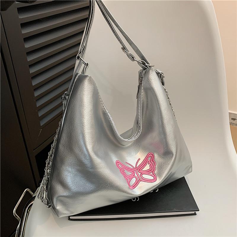 Fashion Embroidered Butterfly Multi Use Shoulder Bucket Backpack Large Capacity Soft Casual Bag For Women