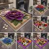 Absorbent Bath Mat Floor 3D Flower Pattern Bathroom Rug Highly Quick Door Friendly Dry Non-Slip Rubber Backing Kitchen Shower Laundry Room No Curl