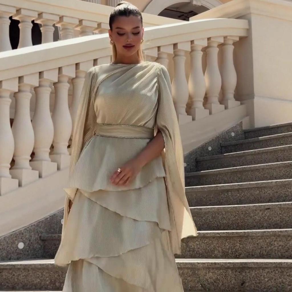 2025 Summer European & American Cape Bandage Waist-Slimming Dress