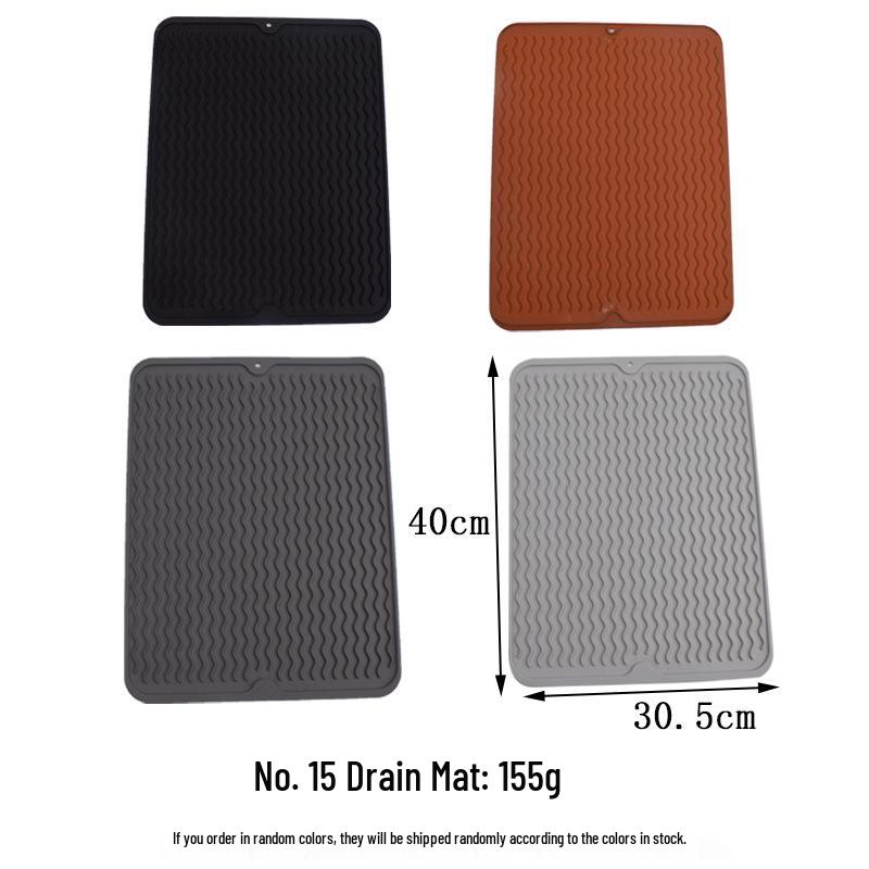 Large Rectangular Non-Slip Silicone Drain Mat – Heat-Resistant Insulation for Dining Tables & Bar Counters