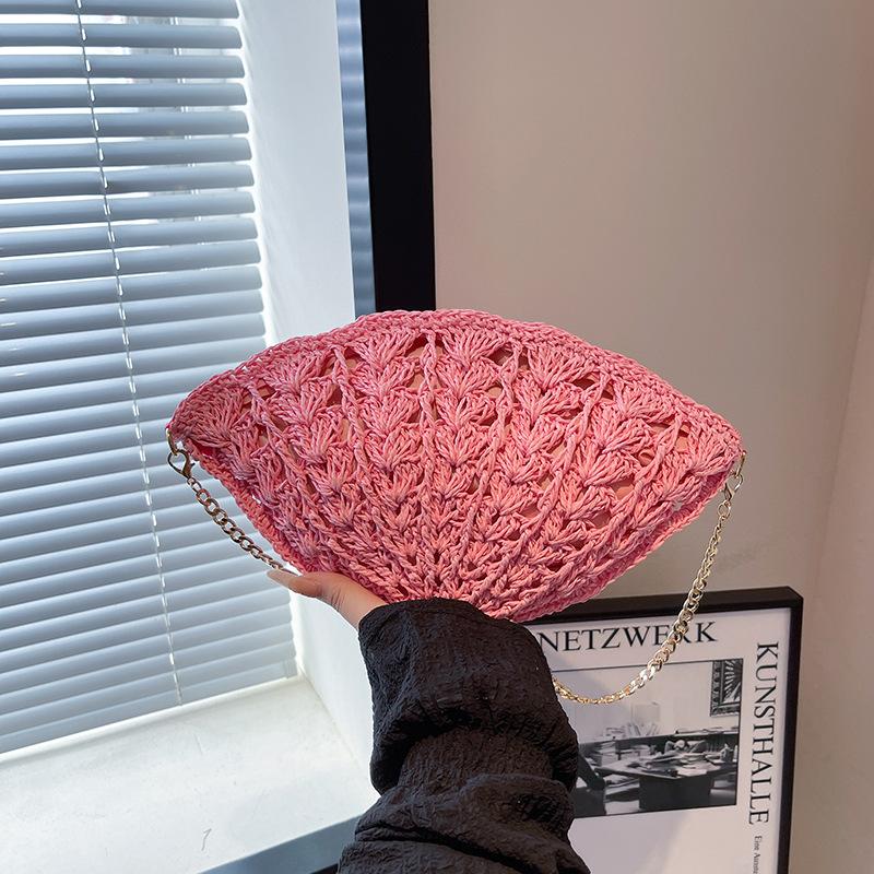 Muschel Umhängetasche Neue Mode Fan Strohtasche Damen Strandurlaub Strandtasche
