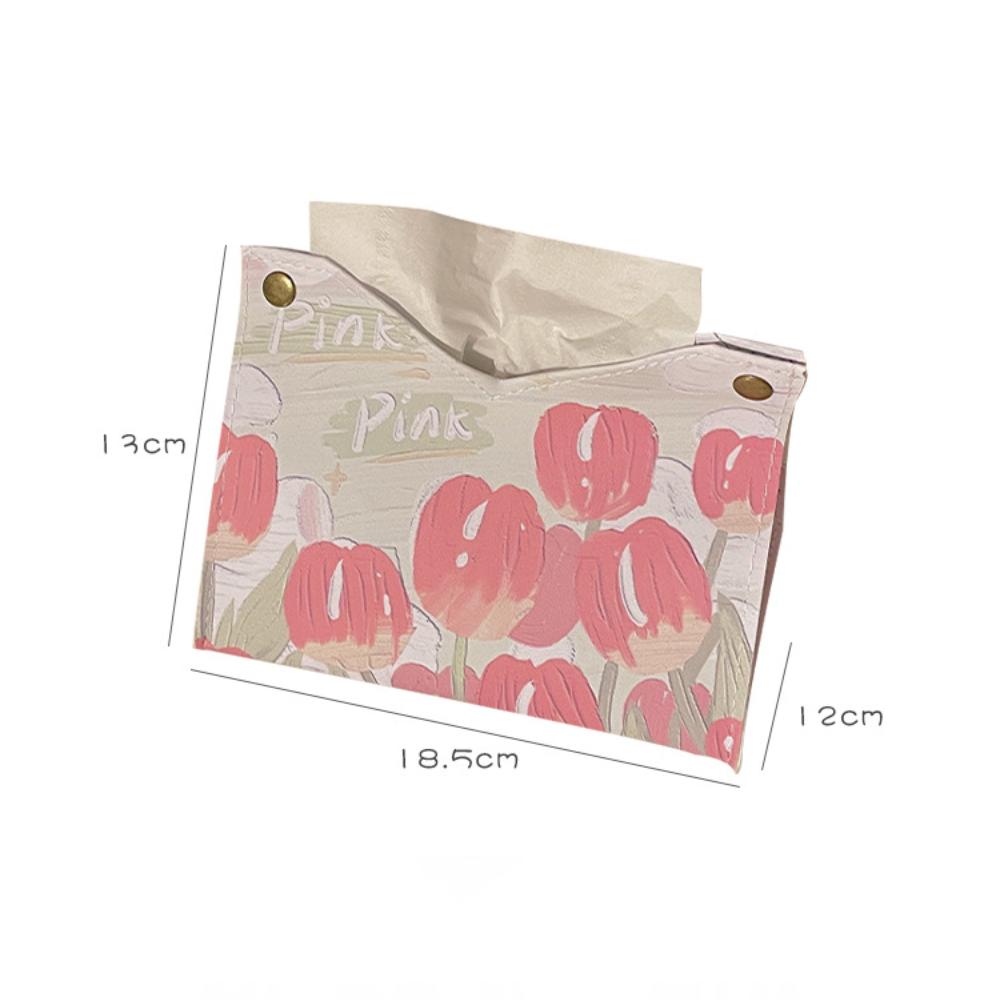 Tulip Print Tissue Box PU Living Room Paper Drawer New Storage Box
