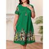 Big Size Women's Dress 3D Vintage Floral Summer Short Sleeve round Neck Casual Dress