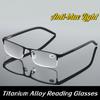 Luxury Design Titanium Alloy Reading Glasses Business Far Sight Eyeglasses For Men Non Spherical 12 Layer Coated Plus Lenses
